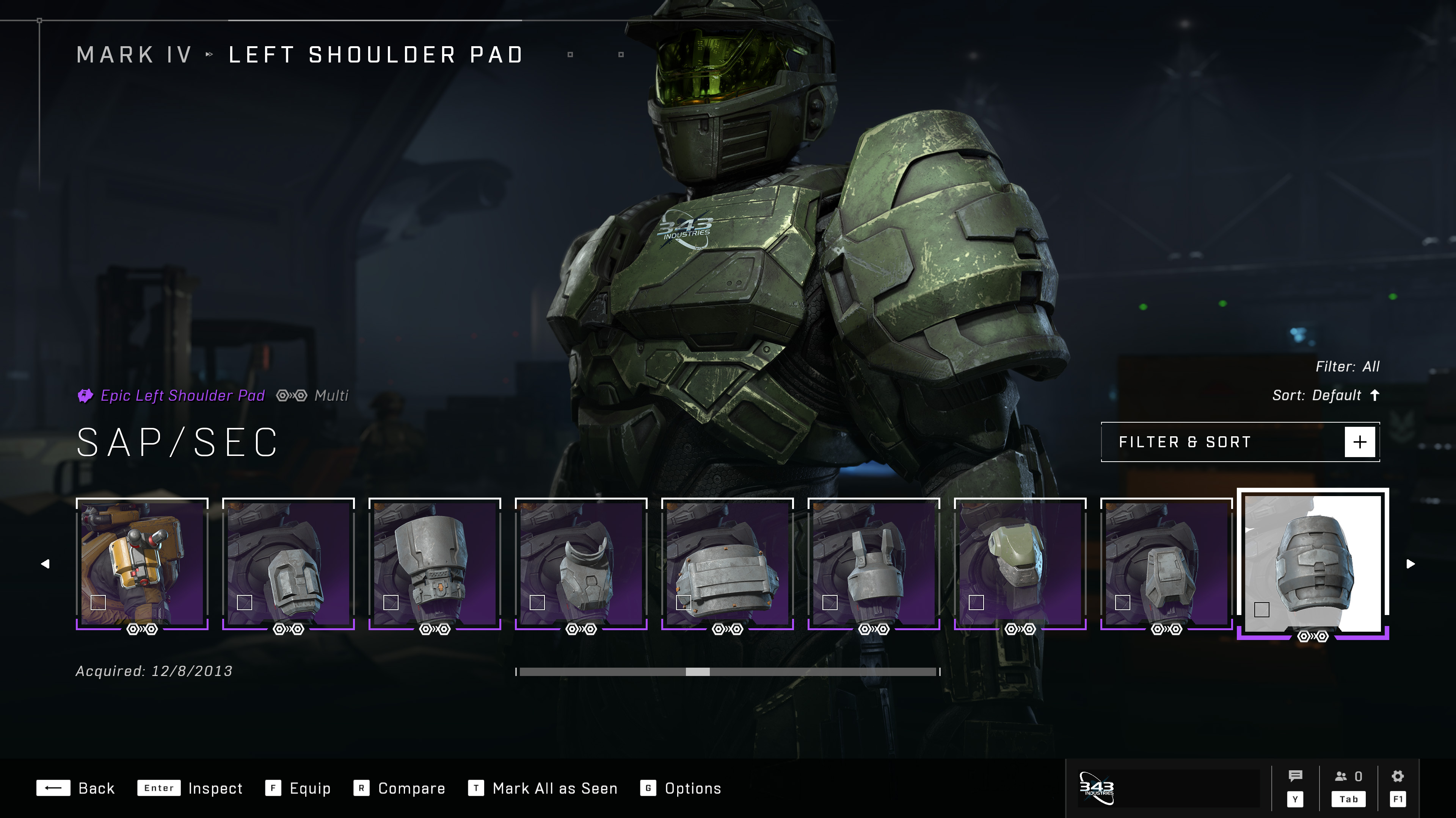 Screenshot of various shoulder pads from different Armor Cores available on the Mark IV Armor Core.