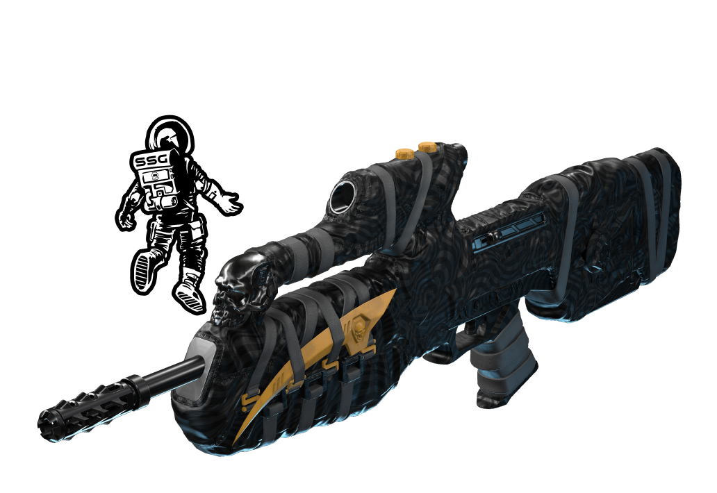 Image of the Emblem, Backdrop, and Corpsewrap Weapon Model for the BR75 Battle Rifle.