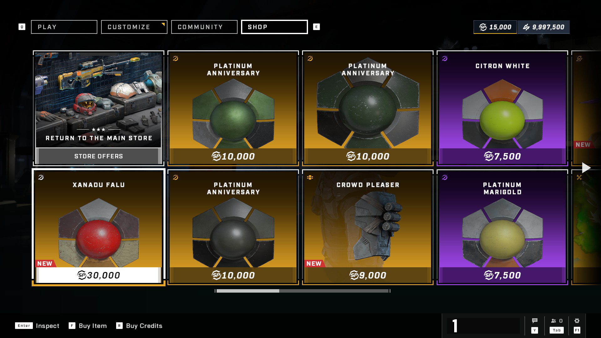 Screenshot of the Exchange menu in Halo Infinite.