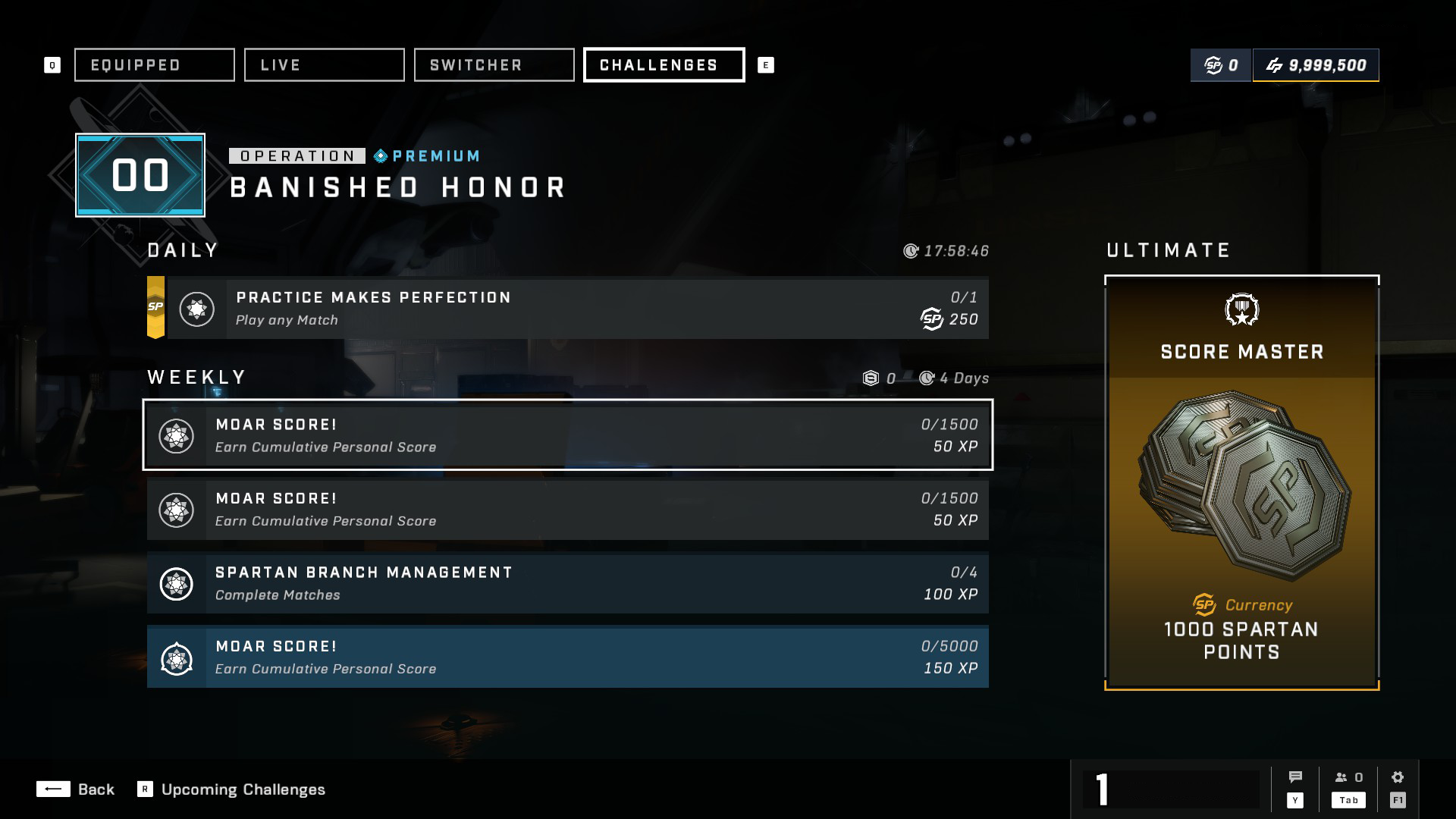 Screenshot of Challenges Menu for Banished Honor