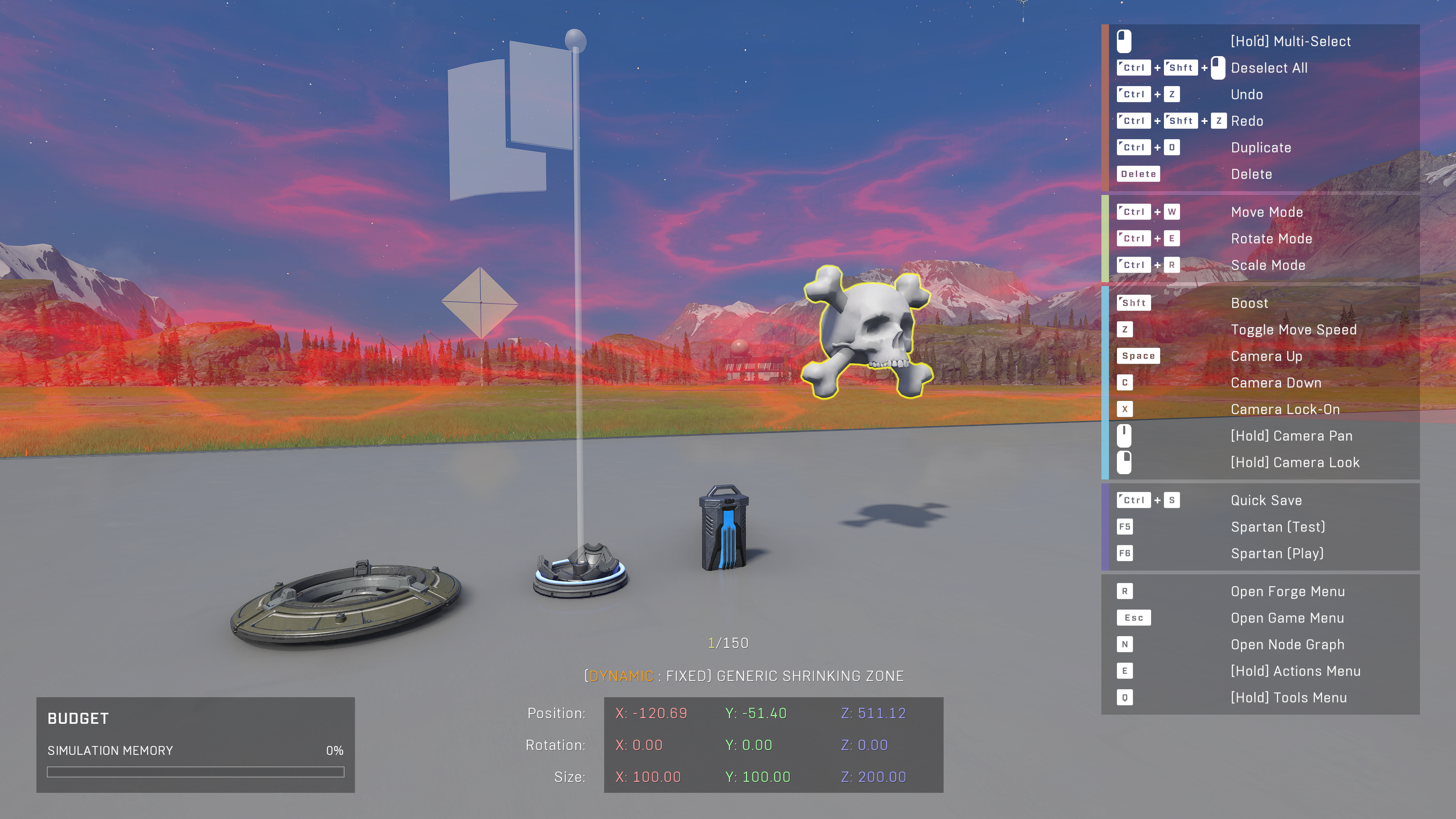 Screenshot of the Generic Delivery Point, Generic Flag Spawn, Generic Seed, and Generic Shrinking Zone objects on the Institute canvas map.