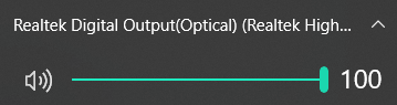 Closeup image of Windows taskbar speaker menu.