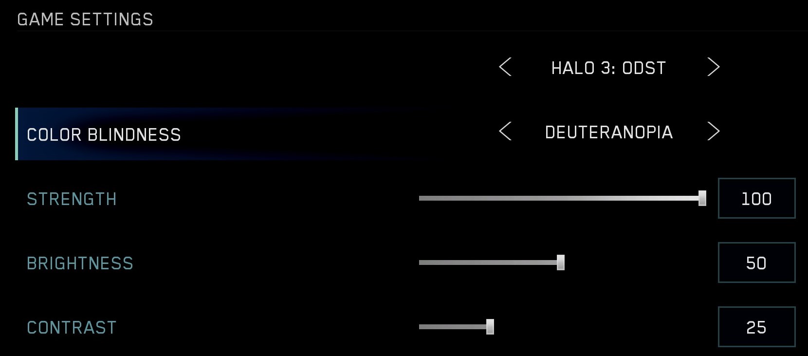 Closeup of Options & Career Setting Accessibility menu Color Blindness is highlighted.