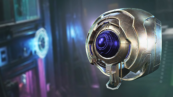 A Forerunner Monitor hovering over a nighttime city environment.