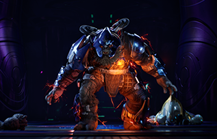 Screenshot from Halo: Campaign Evolved depicting a Brute enemy roaring towards the camera.