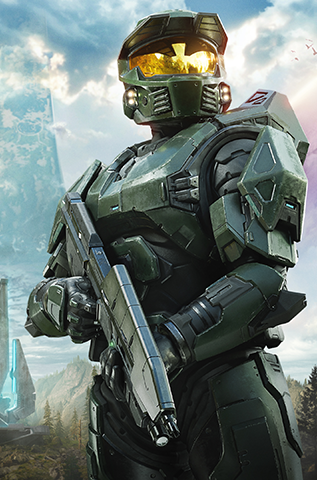 Halo: Campaign Evolved key art. The Master Chief John-117 stands ready for action in a beautiful pinelands on Halo.